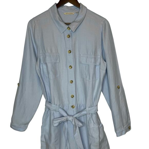 Soft Surroundings Kerry Jumpsuit Linen Blend Light Blue Coverall, size 12 - Picture 3 of 6